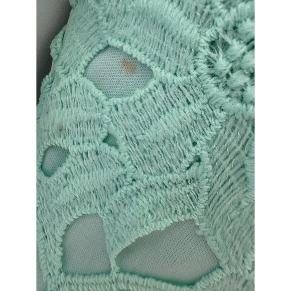 Alya Strapless Mint Floral Crochet Overlay Midi Dress Zip Up Back Size M Formal - Picture 10 of 10